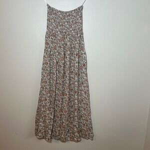 Elloh Floral Maxi Dress Womens Small Multicolor Smocked Strapless Boho